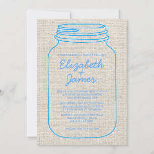 Convites para Casamento de Mason Jar, Burlap Rusti