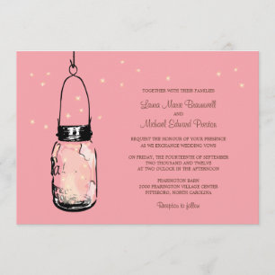 Convites para Casamento de Mason Jar e Fireflies