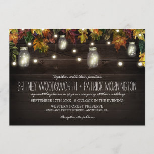 Convites para Casamento de Mason Jar Fall Rustic F