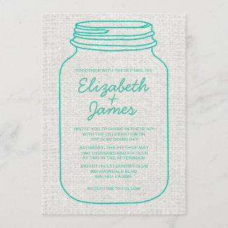 Convites para Casamento de Mason Jar Russo Turques