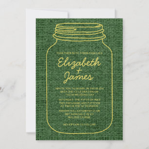 Convites para Casamento de Mason Jar, Russo Verde