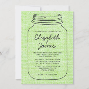 Convites para Casamento de Mason Jar, Verde limão