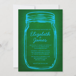 Convites para Casamento de Mason Jar Vintage Azul