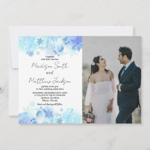 Convites para Casamento de Neve Azul com Fotografi