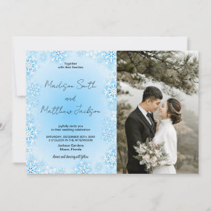 Convites para Casamento de Neve Azul de inverno co