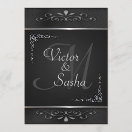 Convites para Casamento de ornamentado Preto e Pra