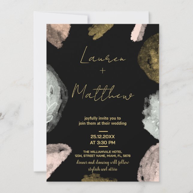 Convites para Casamento de Ouro Negro (Frente)