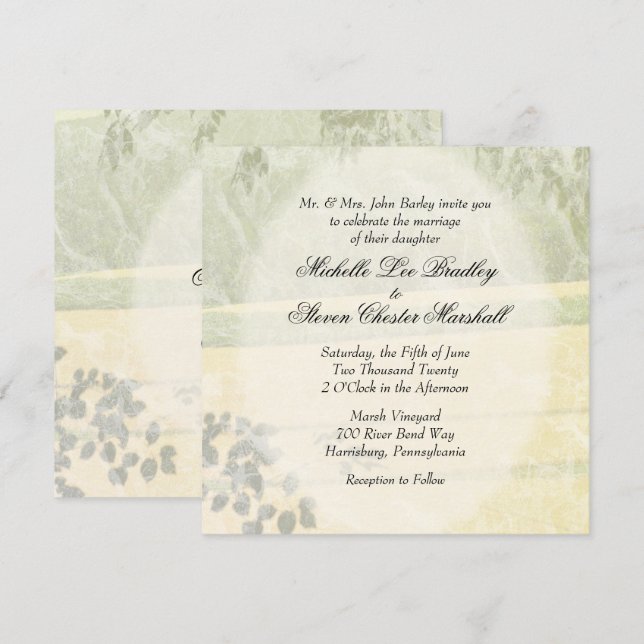 Convites para Casamento de Paisagem de Verão (Frente/Verso)