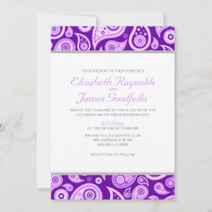 Convites para Casamento de Paisley Roxo