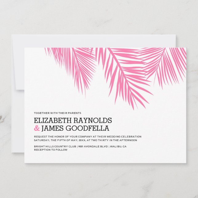 Convites para Casamento de Palm Tree Beach Elegant (Frente)