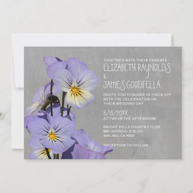 Convites para Casamento de Pansies (Frente)
