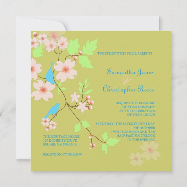 Convites para Casamento de Pássaros de Amor (Frente)