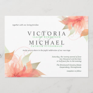 Convites para Casamento de Peachy Orange e Green