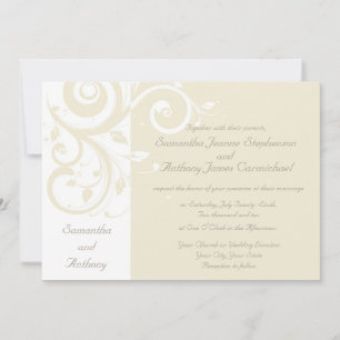 Convites para Casamento de Pearl Cream Inverso