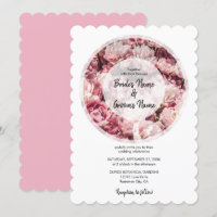 Convites para Casamento de Peões Rosa Elegantes