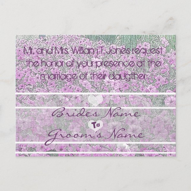 Convites para Casamento de Petunias Roxas (Frente)
