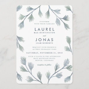 Convites para Casamento de Pine Verde Moderno + Br