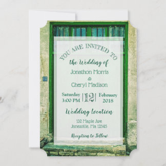 Convites para Casamento de Porta Romântica Verde