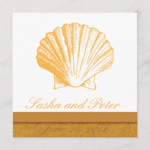 Convites para Casamento de Praia da Shell Ouro