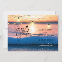 Convites para Casamento de Praia no Oceano Azul de