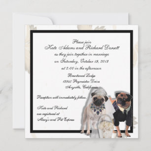 Convites para Casamento de Pug Personalizado ou An