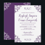 Convites Para Casamento De Púrpura De Vintagem Ele<br><div class="desc">NADINE WEDDING INVITATIONS (Plum): este elegante modelo de convite para casamento apresenta um design de cantos de vintagem único. Este design está definido em ameixa / roxo, mas você pode alterá-lo na extremidade: **COMO ESCOLHER SUA PRÓPRIA COR: 1) Clique no botão "Personalizar" ou "Personalizar" ou "Editar". 2) Escolha uma nova...</div>