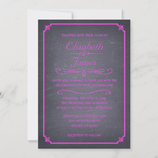 Convites para Casamento de Quadros de Chalkboard d (Frente)