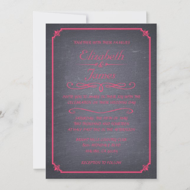 Convites para Casamento de Quadros de Chalkboard R (Frente)