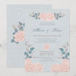 Convites para Casamento de Rosa romântico
