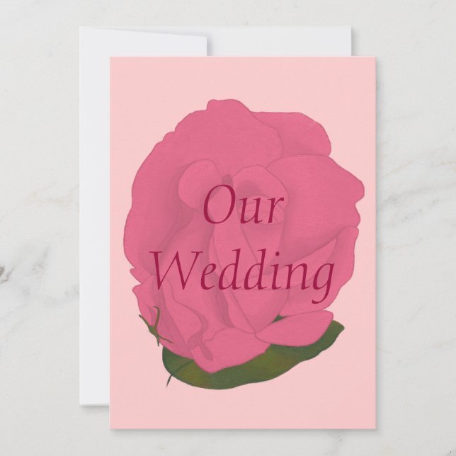 Convites para Casamento de Rosa Rosa Cor-de-Rosa P (Frente)