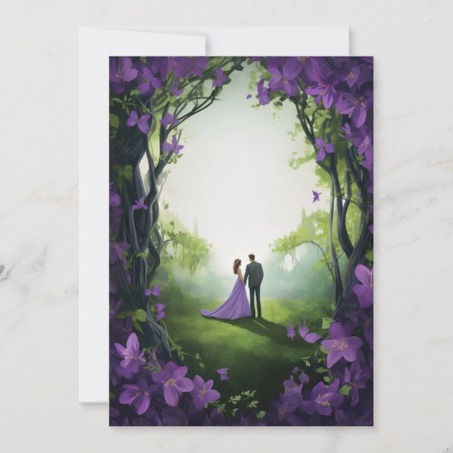 Convites para Casamento de Rosa Roxo: Elegância Fl (Frente)