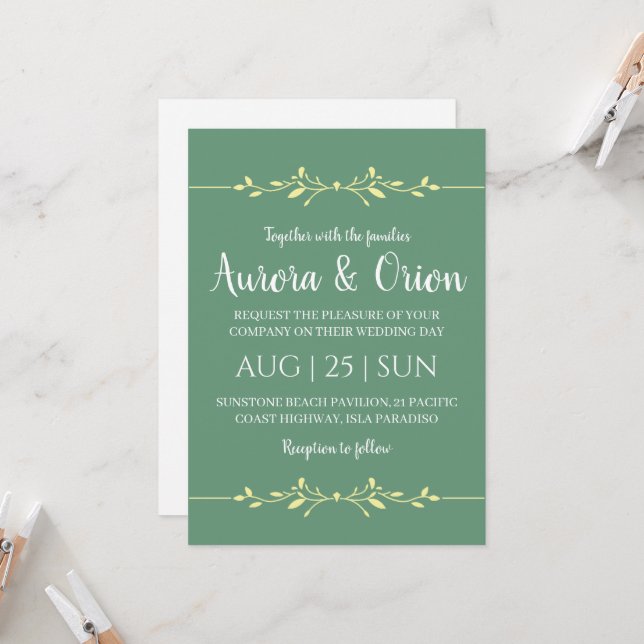 convites para casamento de sábado verde (Frente/Verso In Situ)