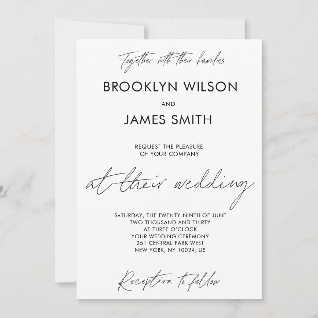 Convites para Casamento de Script Simples (Frente)