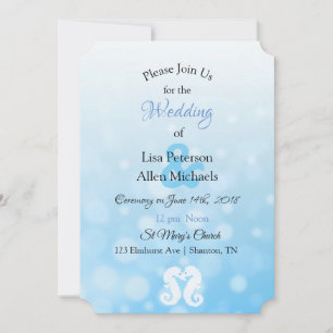 Convites para Casamento de Seaeques Blue Bokeh