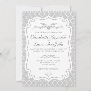 Convites para Casamento de Silver Quatrefoil