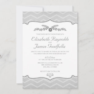 Convites para Casamento de Silver Zigzag