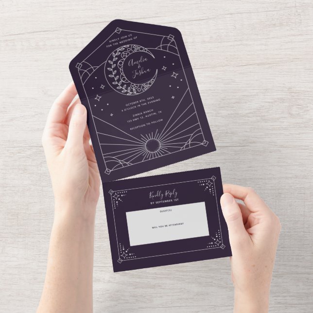 Convites para Casamento de Stardust (Aba destacável)