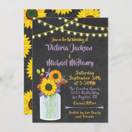 Convites para Casamento de Sunflower Mason Jar Cha