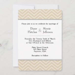 Convites para Casamento de Tan Brown Beige Chevron
