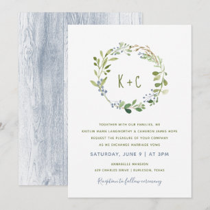 Convites para Casamento de Terra Verde - Azul empo
