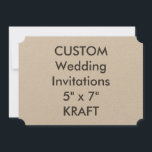 Convites para casamento de tíquetes KRAFT 7" x 5"<br><div class="desc">KRAFT 7" x 5" Ticket Shape Wedding Invoca papel de tom terrestre com um acabamento de textura perfeitamente suave. Ecológico, o Kraft é feito numa fábrica familiar com 100% de energia renovável. 30% de conteúdo poste (reciclado). FEITO NOS EUA. Cartão de 100 lb, cartão de 14 pontos.</div>