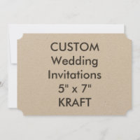 Convites para casamento de tíquetes KRAFT 7" x 5"