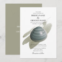 Convites para Casamento de Traço Clam Watercolor