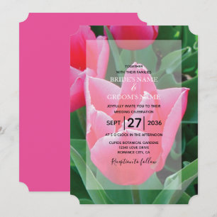 Convites para Casamento de Tulipas Rosa Elegantes