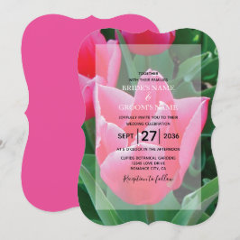 Convites para Casamento de Tulipas Rosa Elegantes