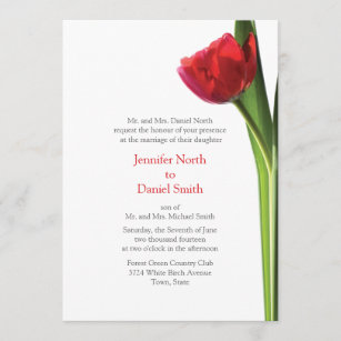 Convites para Casamento de Tulipas Vermelhas Flore