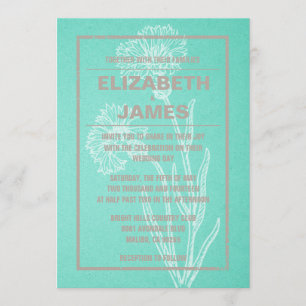 Convites para Casamento de Turquesa Russo Vintage