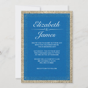 Convites para Casamento de Vintage Azul e Branco