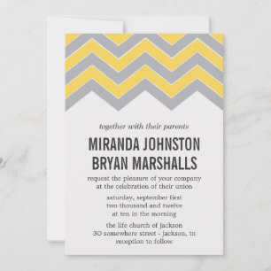 Convites para Casamento Design Chevron Amarelo e C