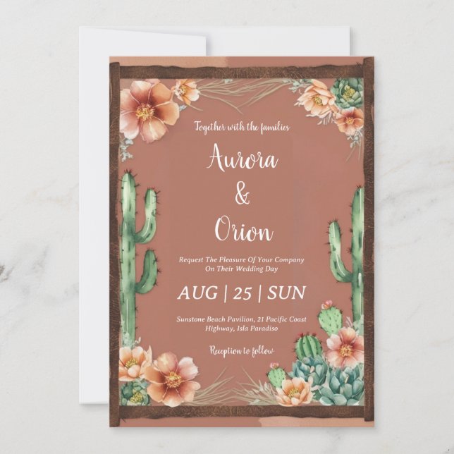 convites para casamento do oeste selvagem (Frente)